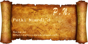 Petki Nimród névjegykártya
